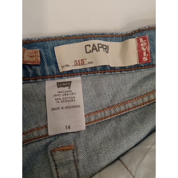Levi's 516 Women's Capri Jeans Size 14 Blue Stretch Denim 21" Inseam - Picture 3 of 6